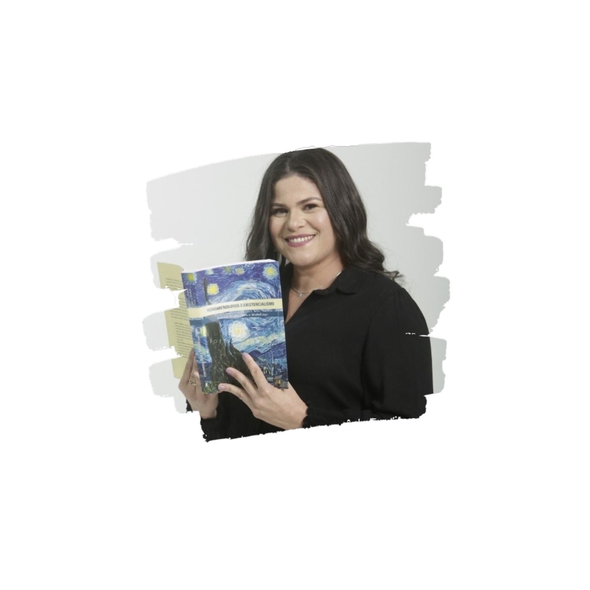Adriana segurando livro